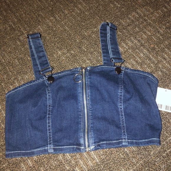 Denim Zip Up Top - Picture 2 of 3